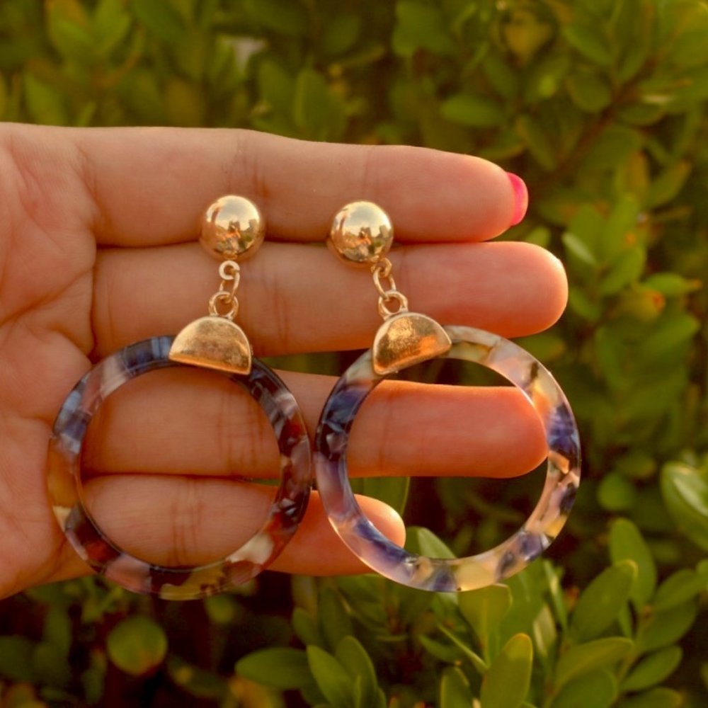 New round circle acrylic stud dangle earrings